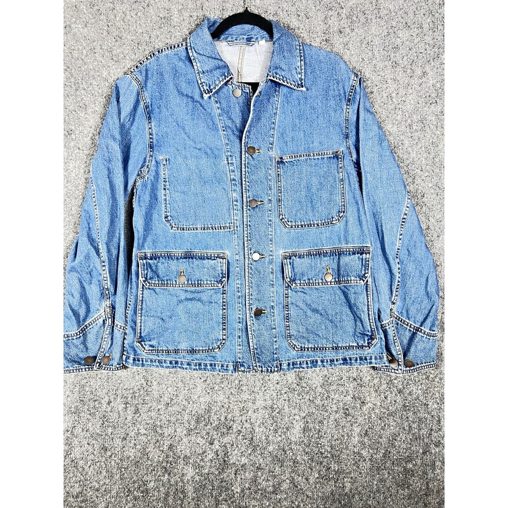 Uniqlo Men's Blue Denim Jacket Button Front Pockets Regular Fit Size S